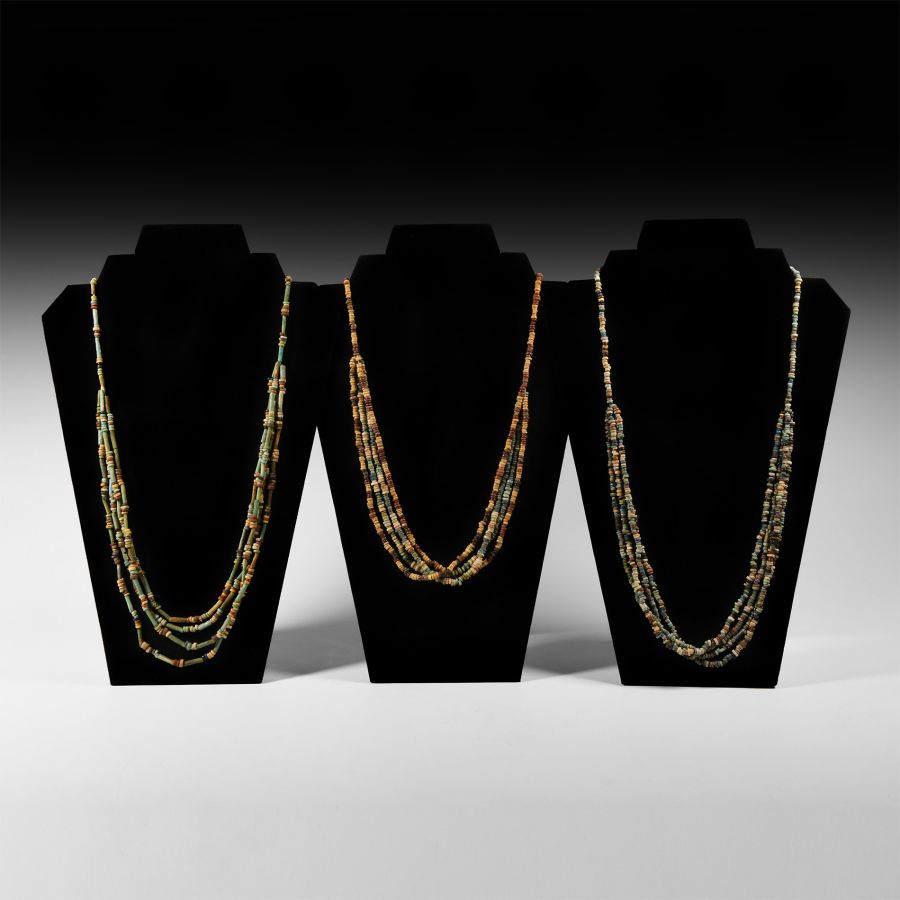 Egyptian Multi-Stranded Mummy Bead Necklace Collection