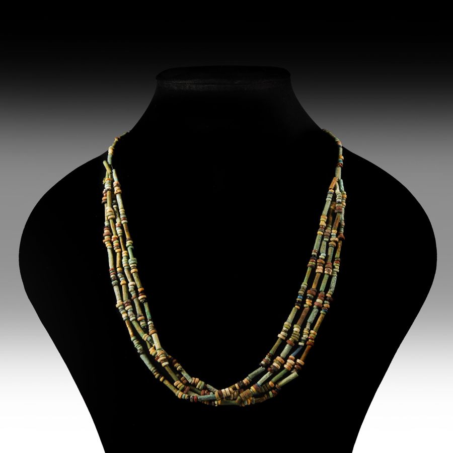 Egyptian Multi-Stranded Mummy Bead Necklace