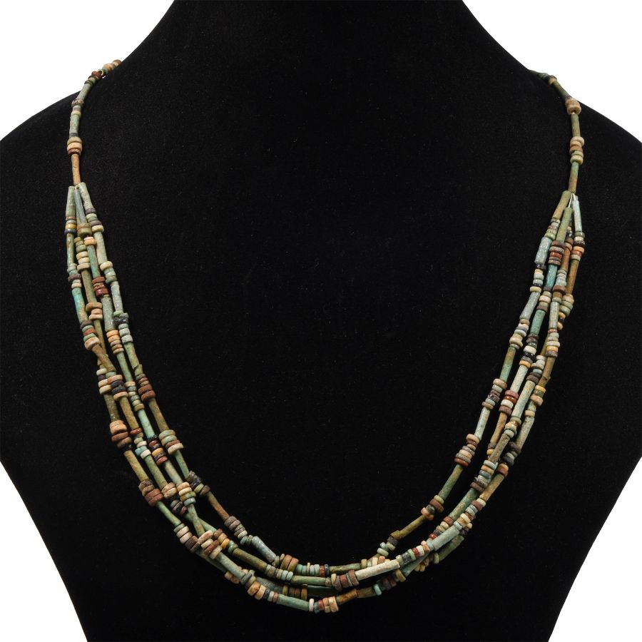 Egyptian Multi-Stranded Mummy Bead Necklace