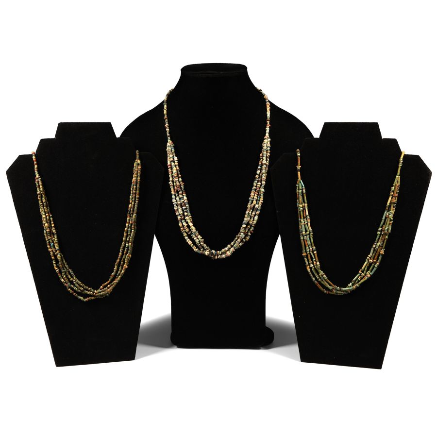 Egyptian Multi-Stranded Mummy Bead Necklace Collection