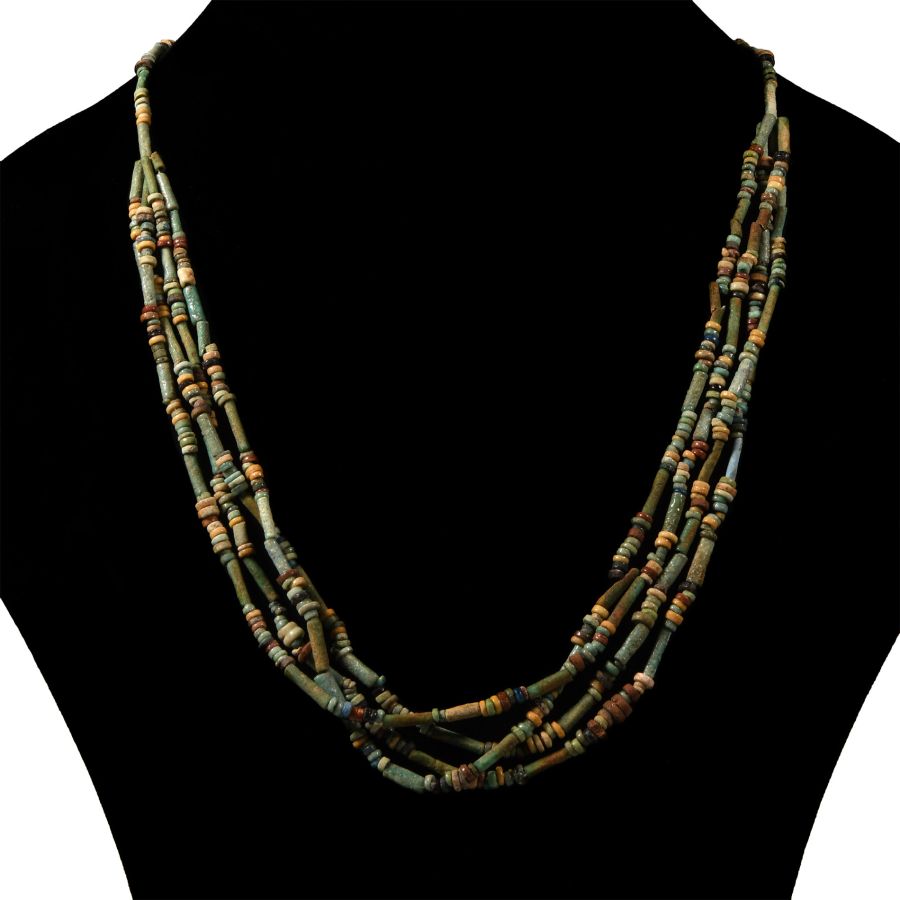 Egyptian Multi-Stranded Mummy Bead Necklace Collection