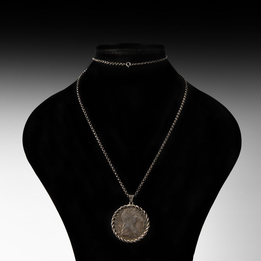 Post Medieval Silver Thaler Pendant Necklace