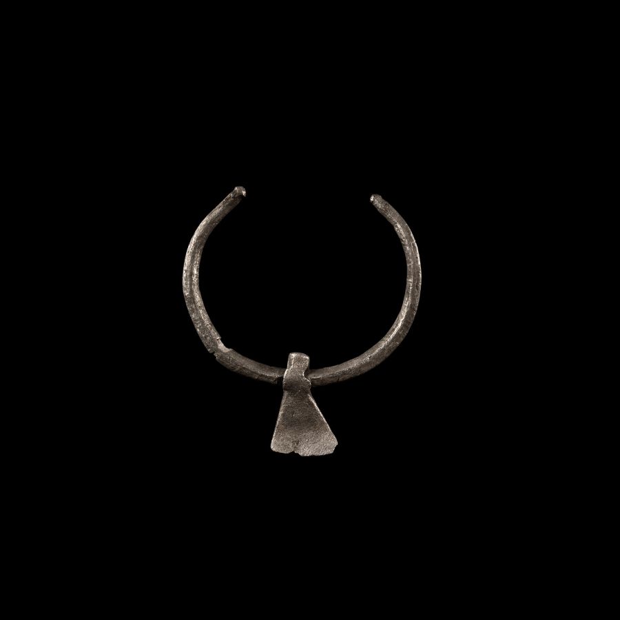 Iron Age Celtic Silver Axe Pendant with Loop