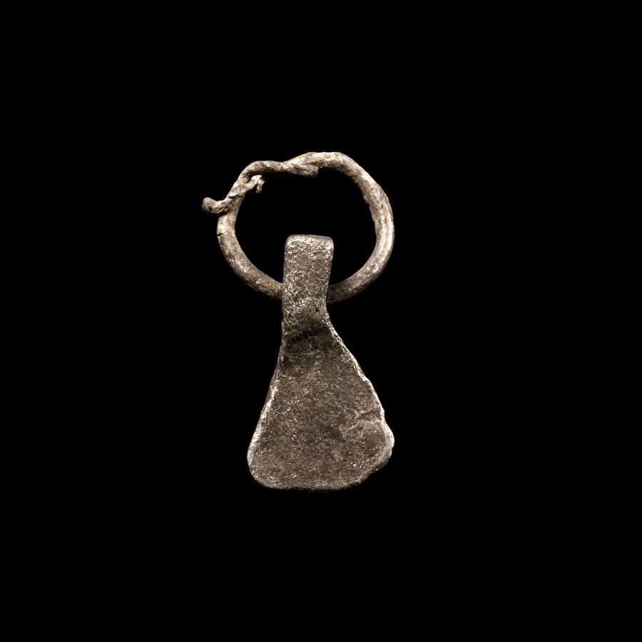 Iron Age Celtic Silver Axe Pendant with Loop