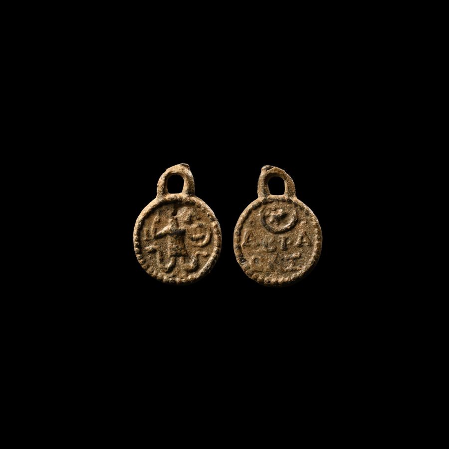 Roman Lead Abraxas Bifacial Pendant
