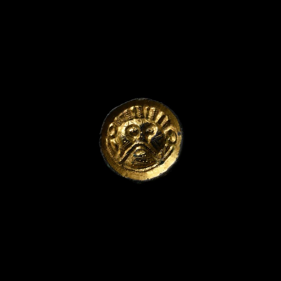Anglo-Saxon Chip-Carved Saucer Brooch with Face of Woden