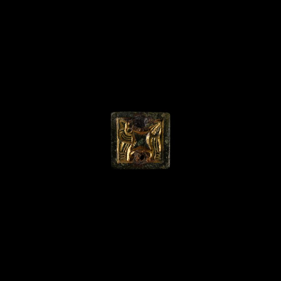 Anglo-Saxon Gilt Chip-Carved Beast Mount