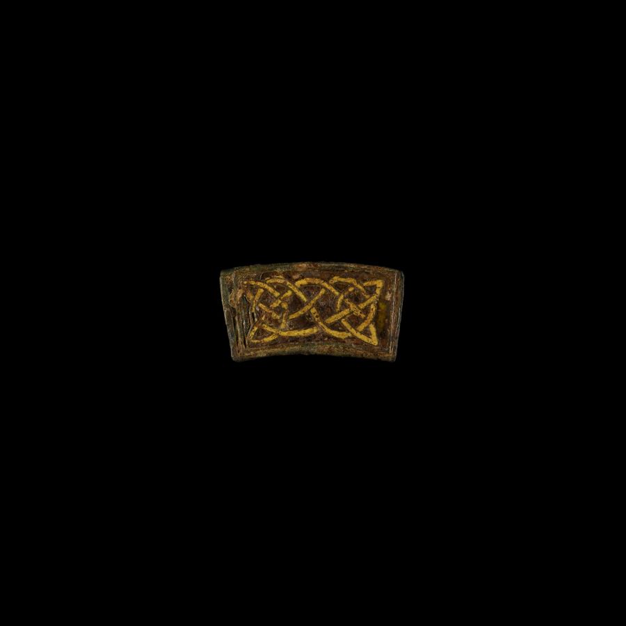 Anglo-Saxon Red and Yellow Enamelled Interlace Mount