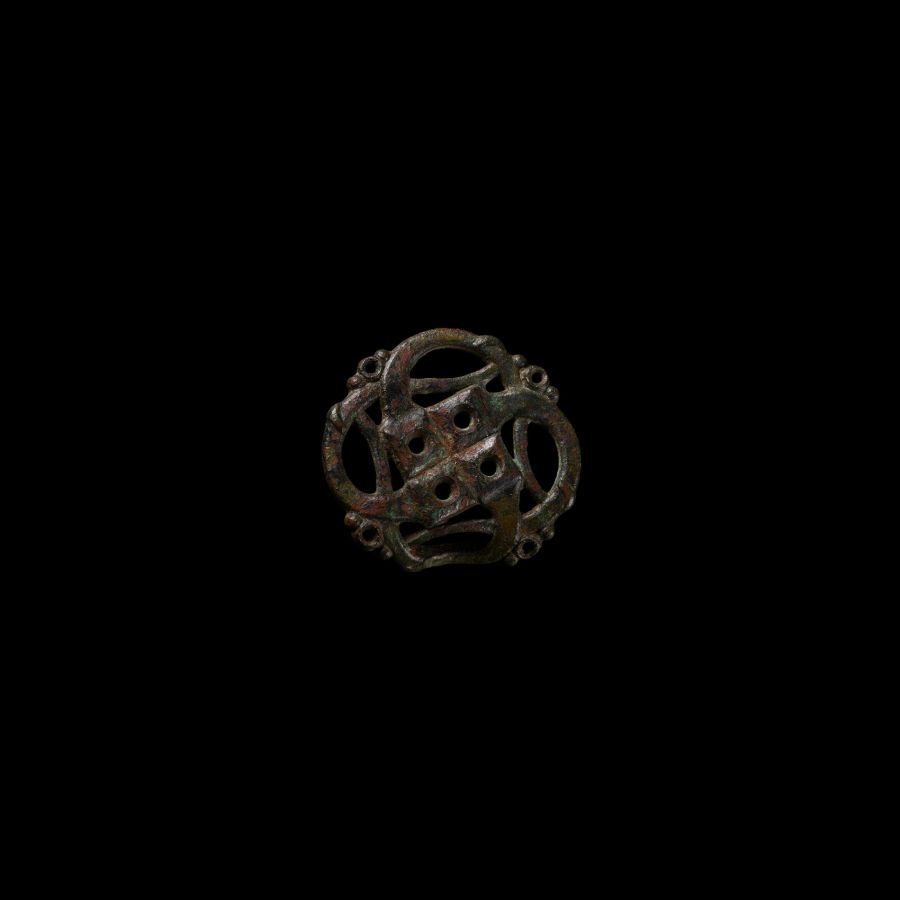 Anglo-Scandinavian Viking Quatrefoil Dragon-Whorl Mount