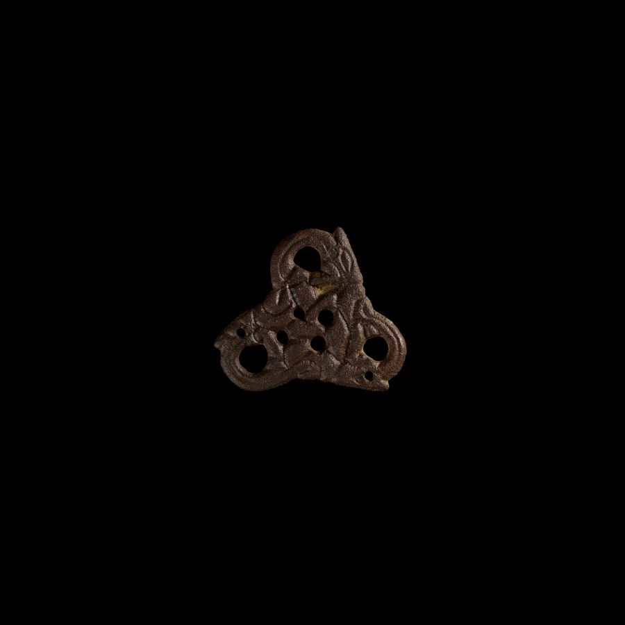 Anglo-Scandinavian Viking Trefoil Dragon-Whorl Mount