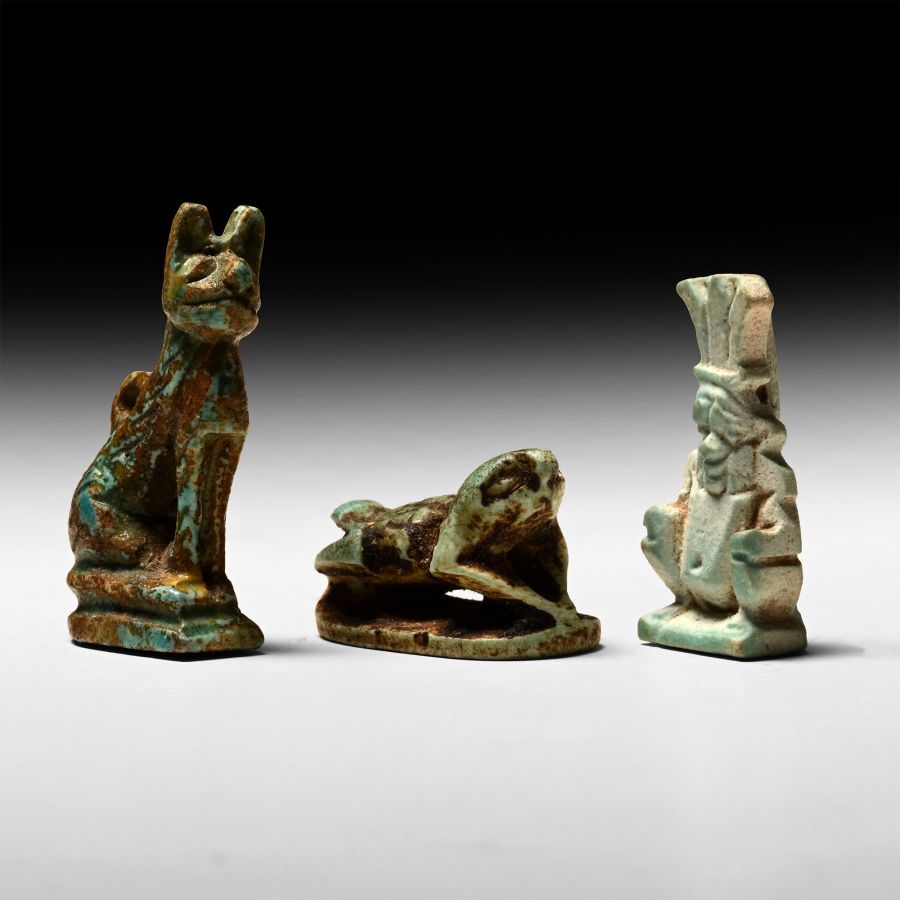 Egyptian Blue Glazed Faience Amulet Collection