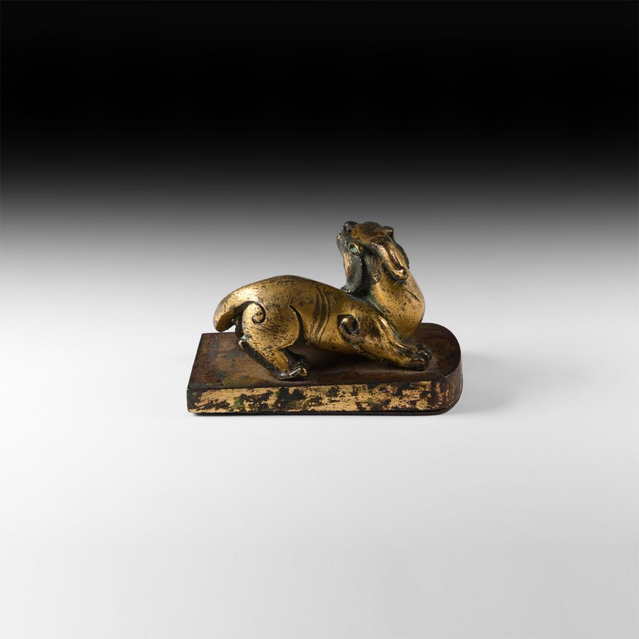Chinese Han Style Gilt Bronze Dragon