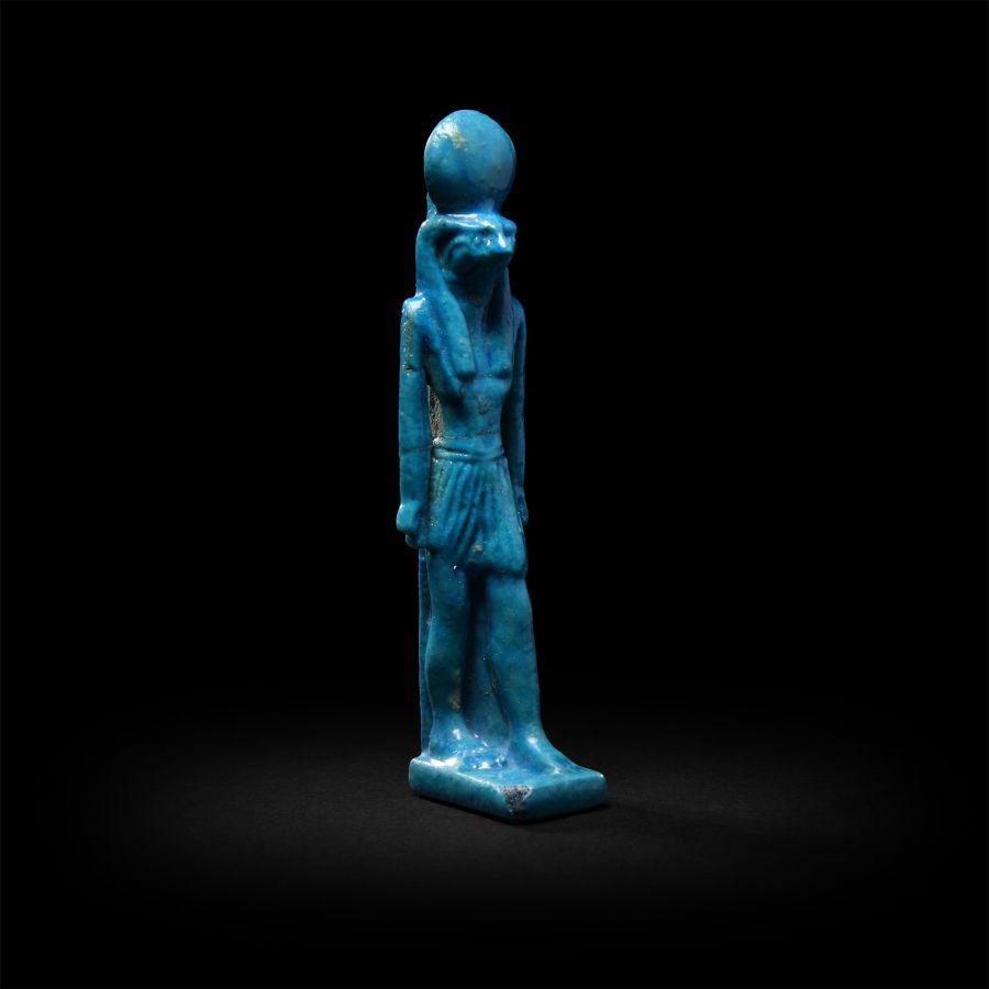 Egyptian Blue Glazed Ra Amulet