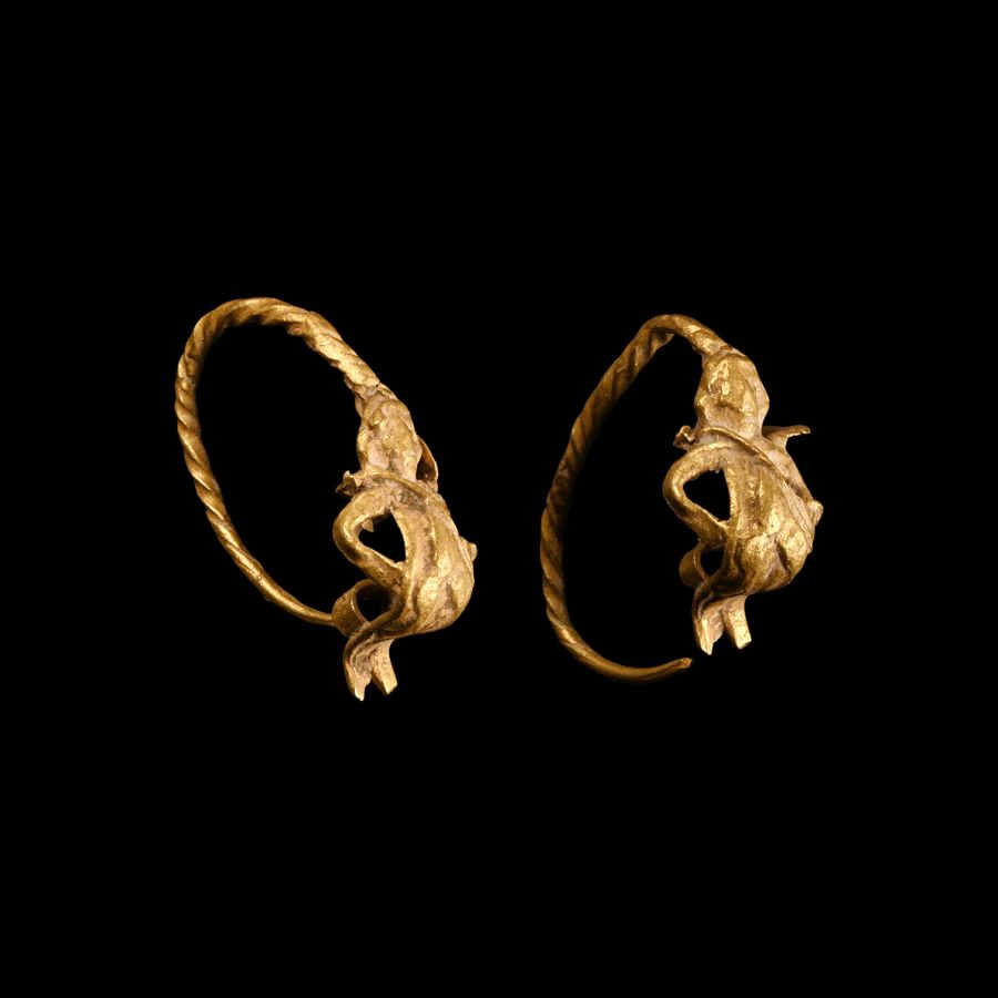 Greek Gold Eros Earrings