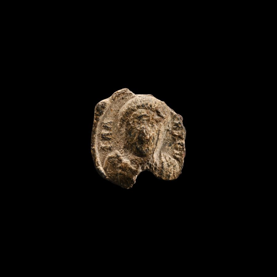 Roman Lead Sealing with Bust of an Emperor