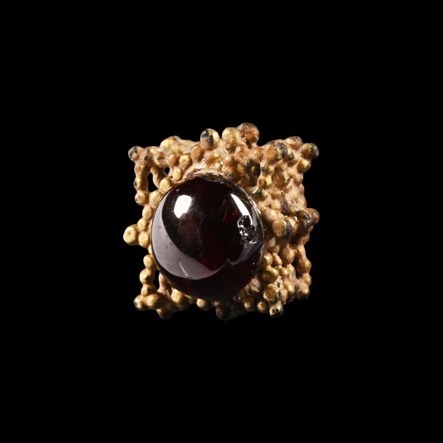 Medieval Gold Amulet with Cabochon Garnets