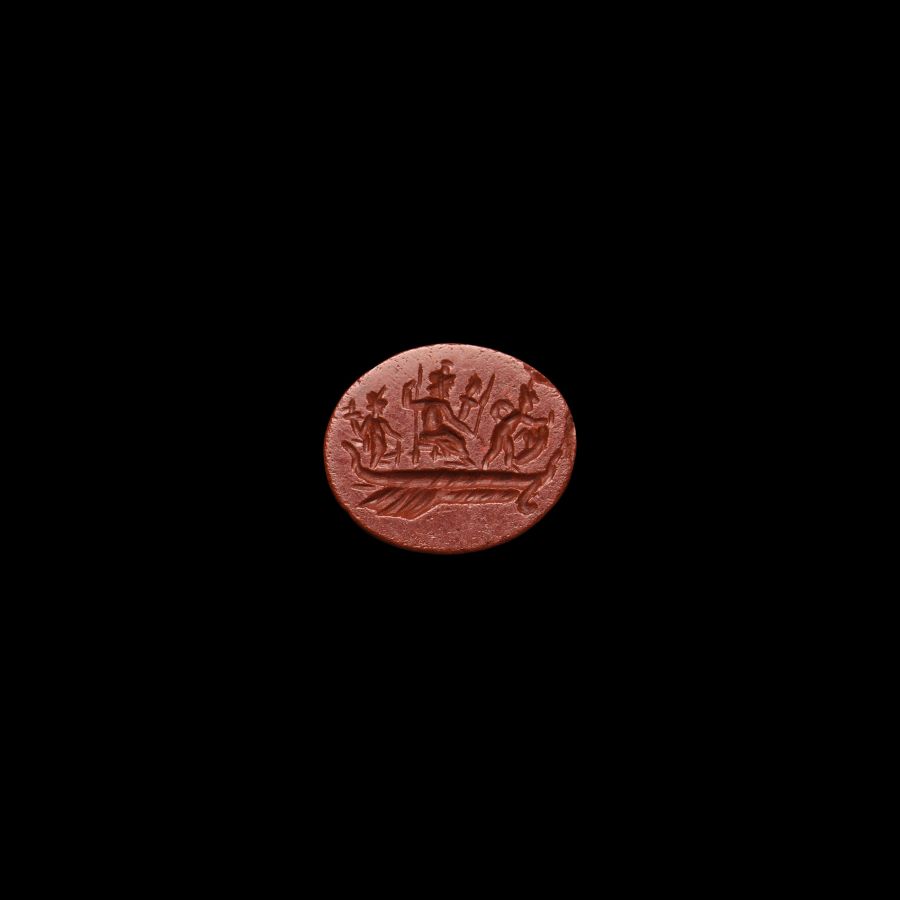 Roman Gemstone with Zeus Serapis and Isis