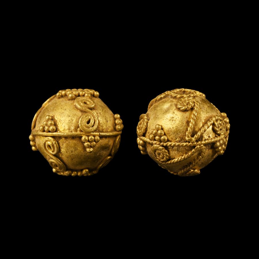 Greek Gold Bead Pair