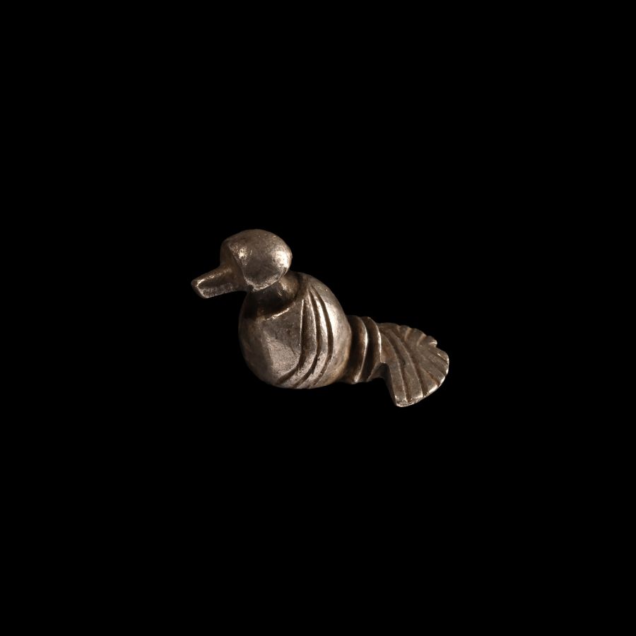 Iron Age Celtic Silver Bird Amulet with Fanned Tail