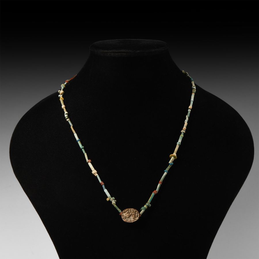 Egyptian Bead Necklace with Scarab