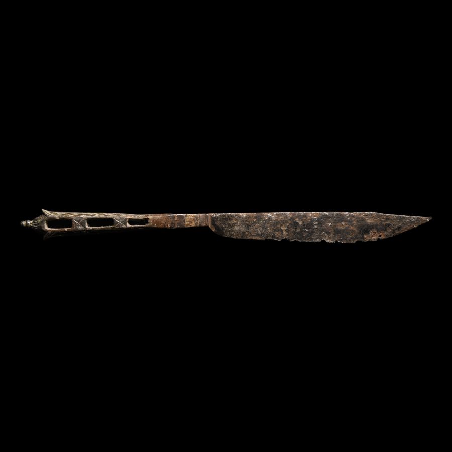 Medieval Knife with Bronze Pommel with Initials T.C.