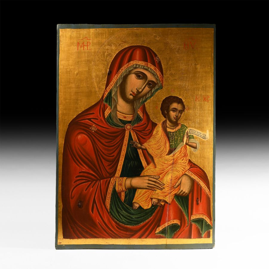 Large Veneto-Cretan Icon of Virgin and Child