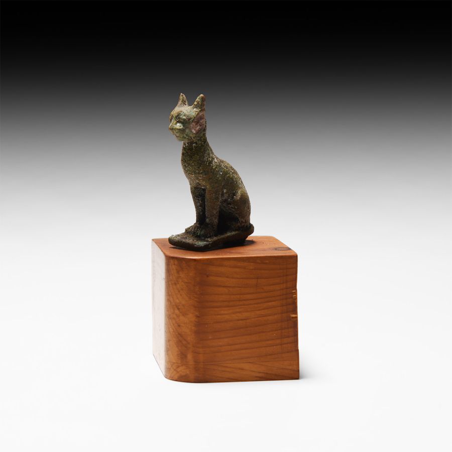 Egyptian Bronze Goddess Bastet as Seated Cat