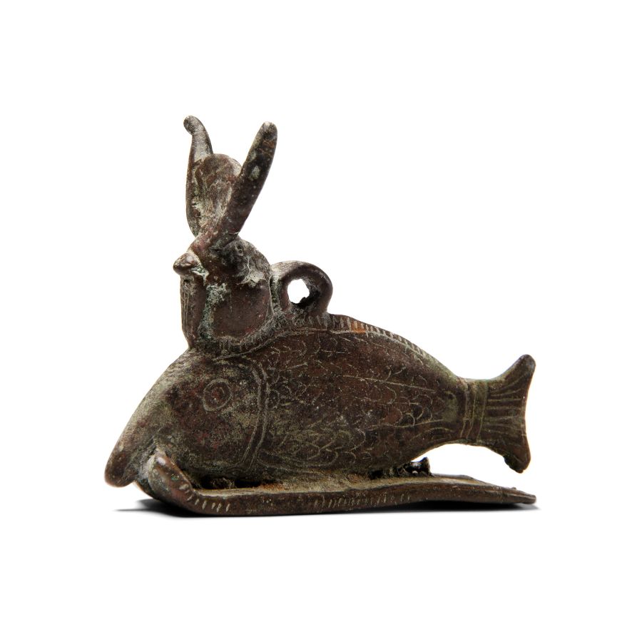 Egyptian Bronze Oxyrhynchus Fish Figure