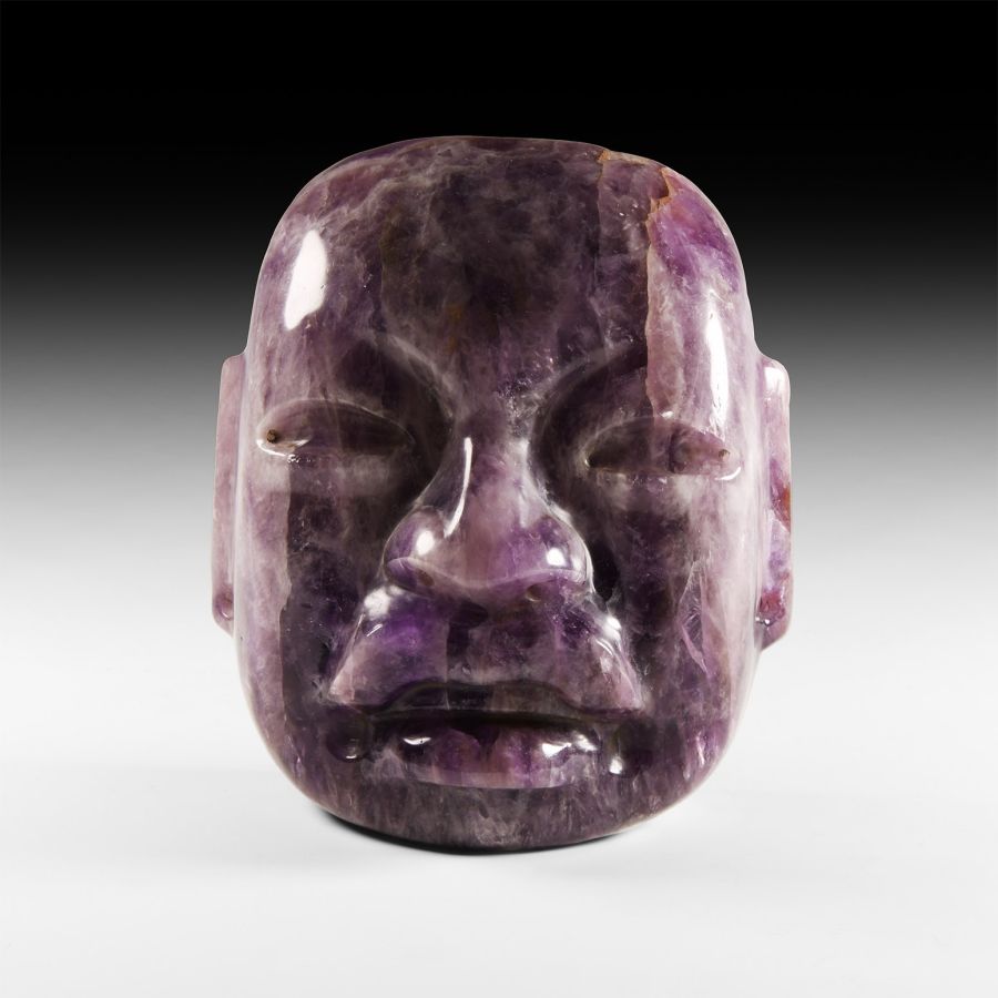 Pre-Columbian Olmec Style Amethyst Head