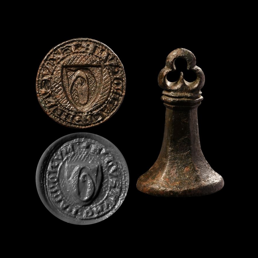 English Medieval Heraldic Chessman Type Tax Collector's Seal Matrix for Customs Duty on Cloth