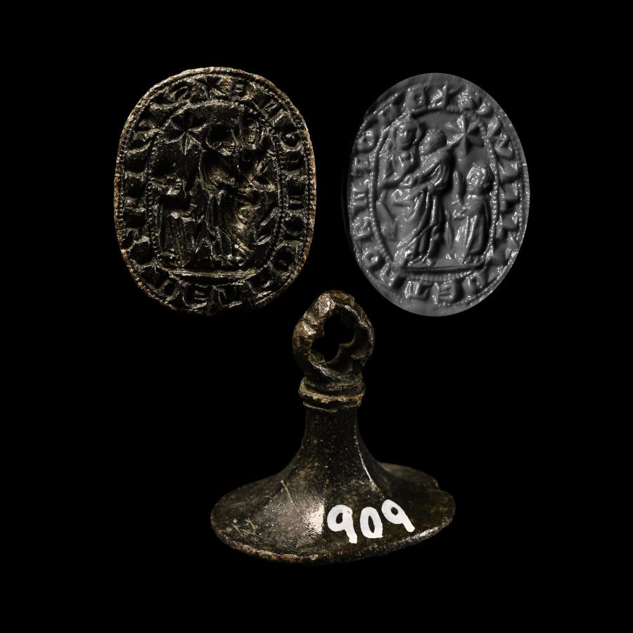 English Medieval Oval-Shaped Seal Matrix for William of Thornton