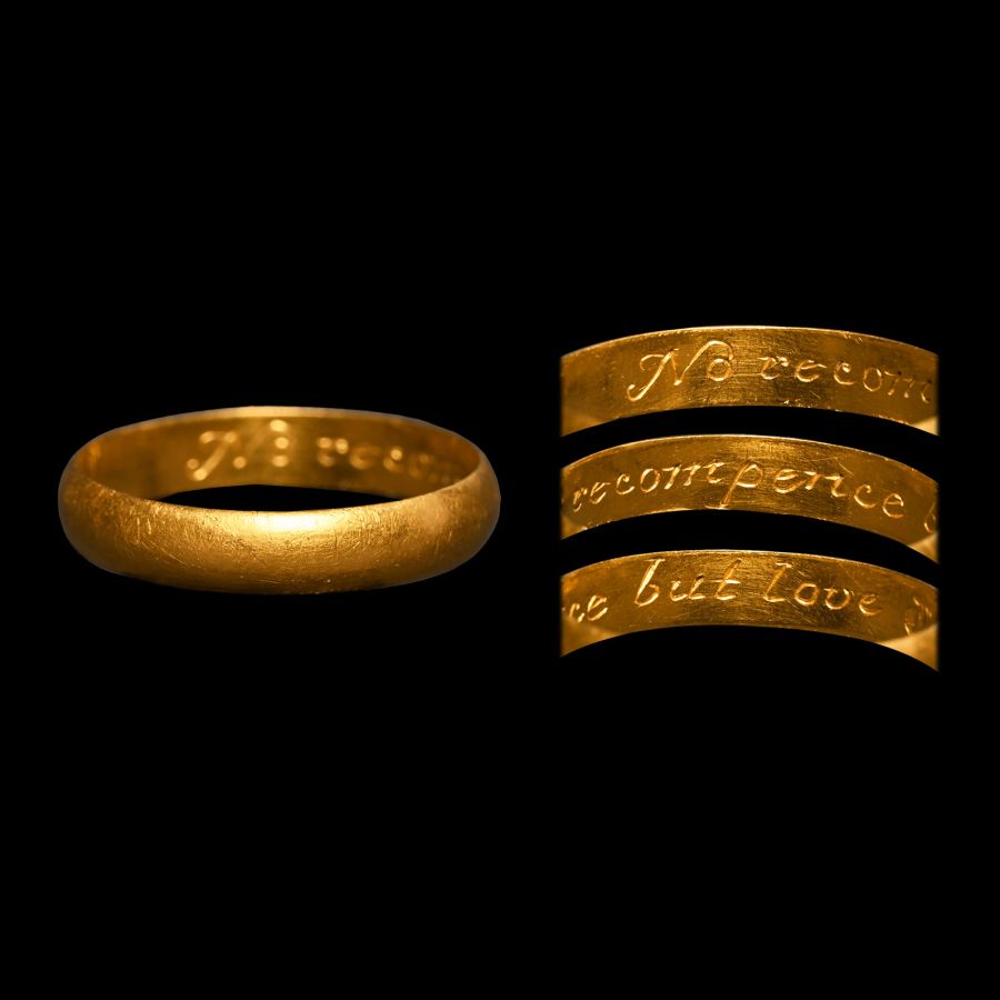 Post Medieval Gold 'No Recompence But Love' Posy Ring