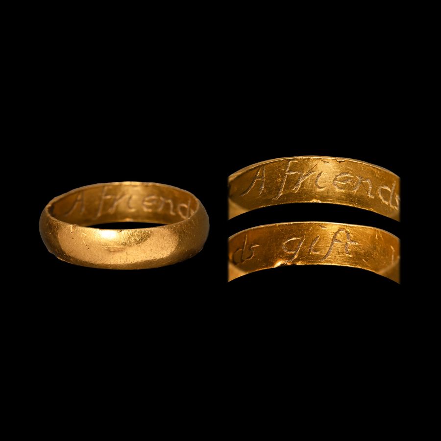Post Medieval Gold 'A Friends Gift' Posy Ring