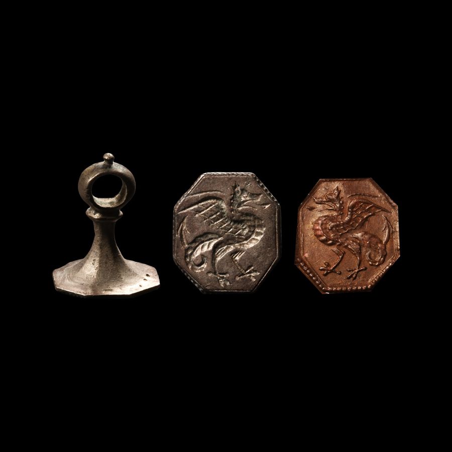 Post Medieval Silver Seal Matrix with Griffin