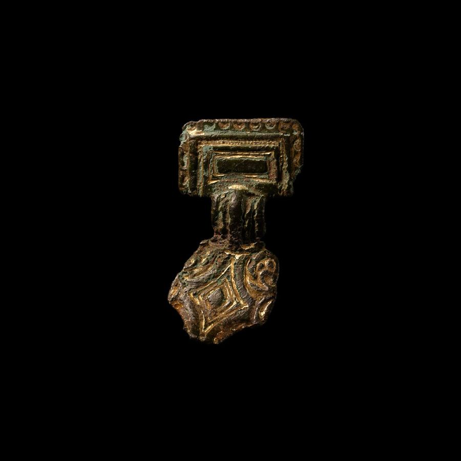 Anglo-Saxon Gilt Small Square-Headed Brooch