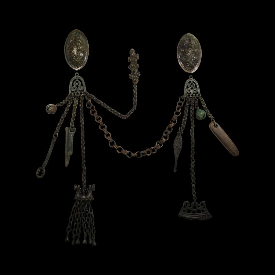 Viking Period Tortoise Brooch and Chain Set