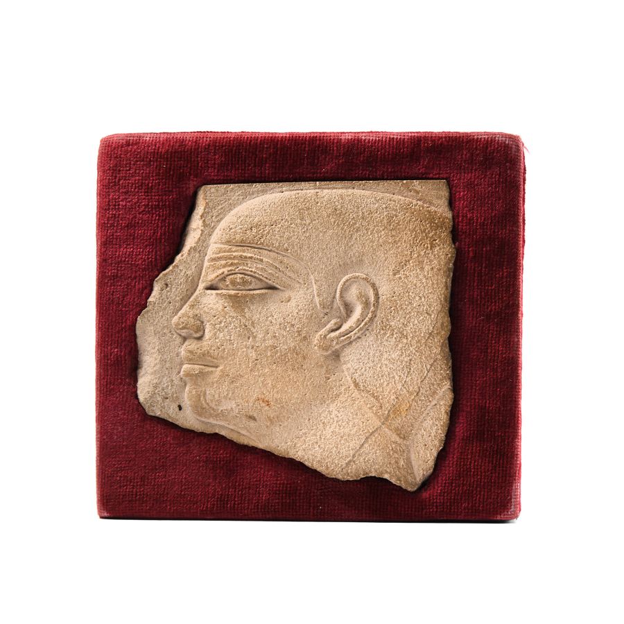 Egyptian Limestone Fragment with Face
