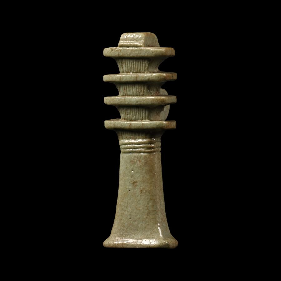 Egyptian Blue Faience Djed Pillar Amulet