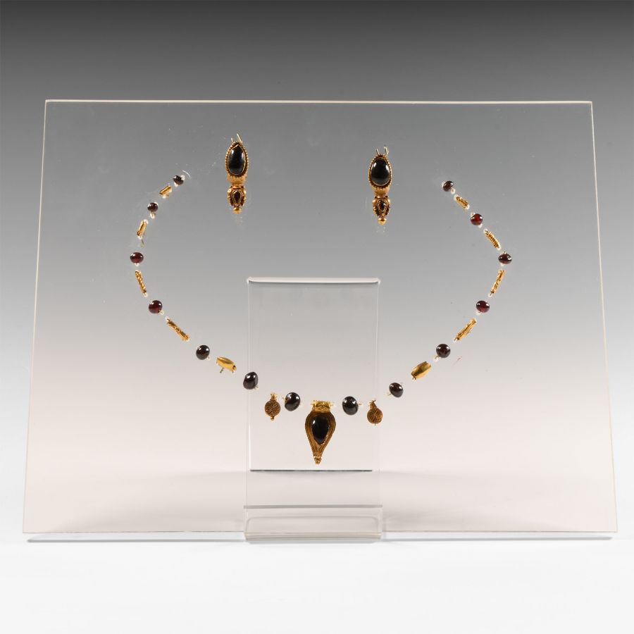 Roman Gold Necklace Element and Earring Set