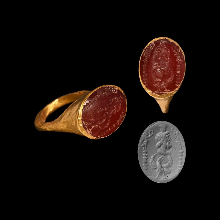 Roman Gold Ring with Serapis Gemstone