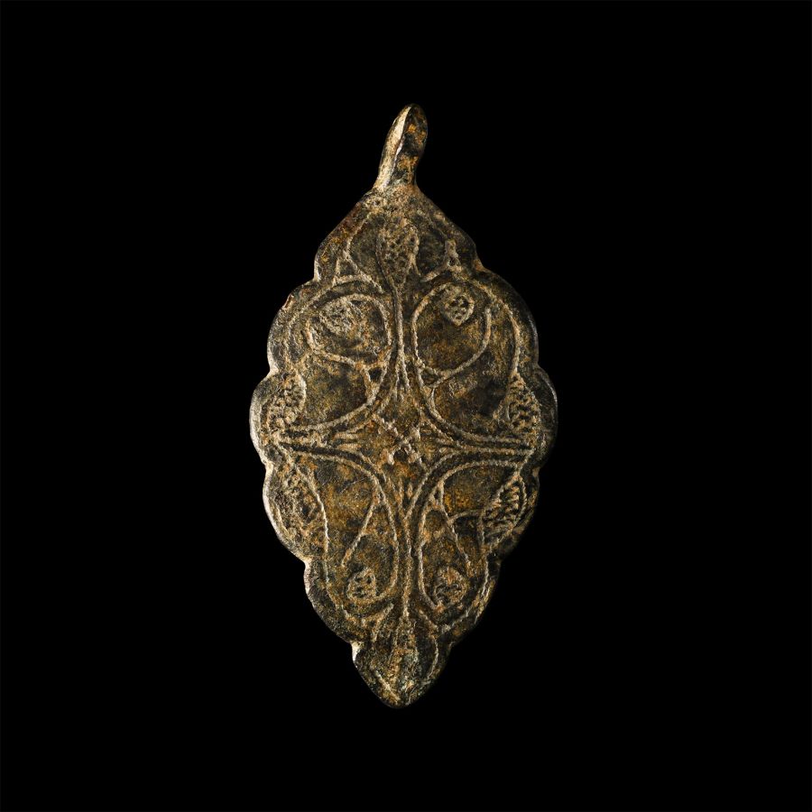 Large Medieval Gilt Heraldic Horse Harness Pendant