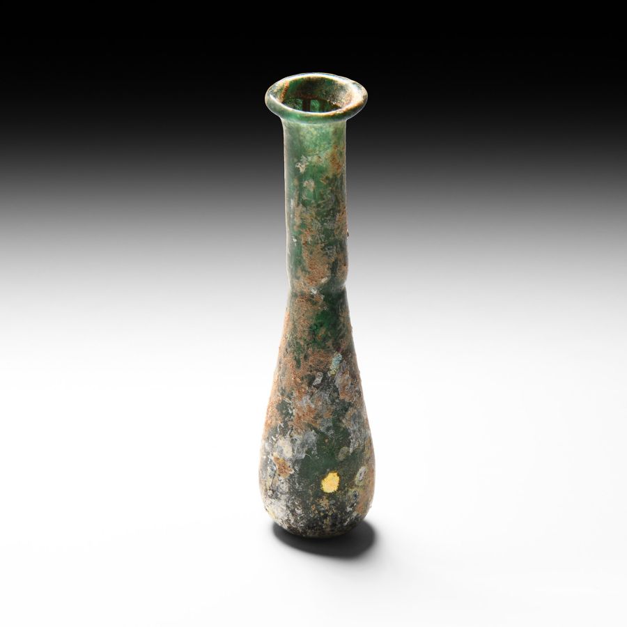 Roman Emerald Green Glass Unguentarium