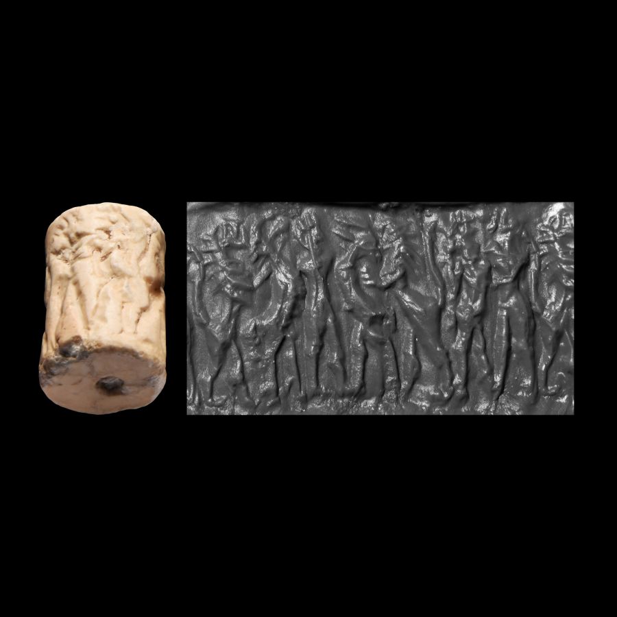 Akkadian Cylinder Seal with Combat Scene