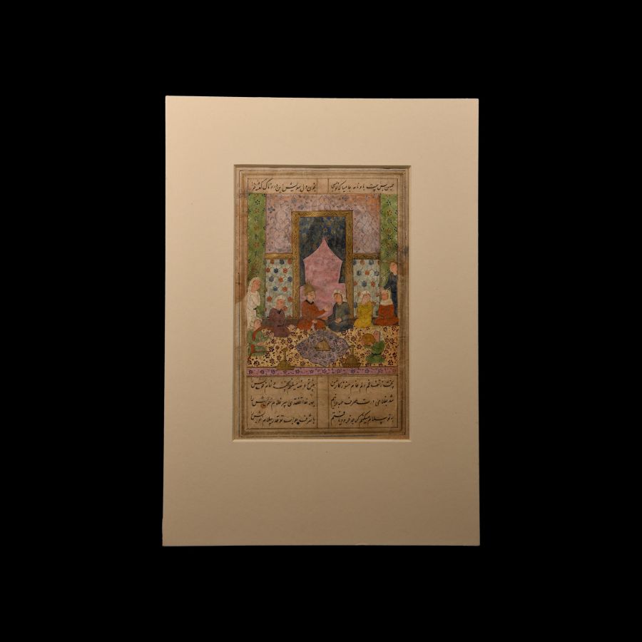 Safavid Miniature Water Colour Painting of Court Scene