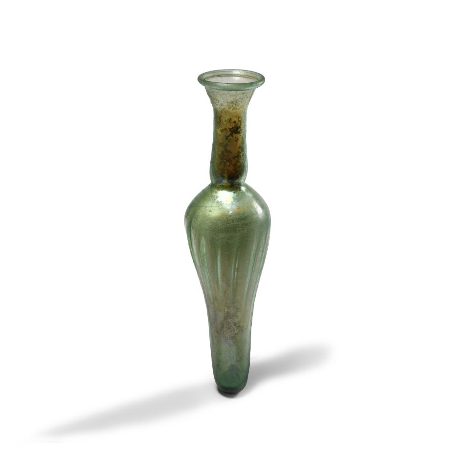 Large Roman Ribbed Glass Wine Vessel