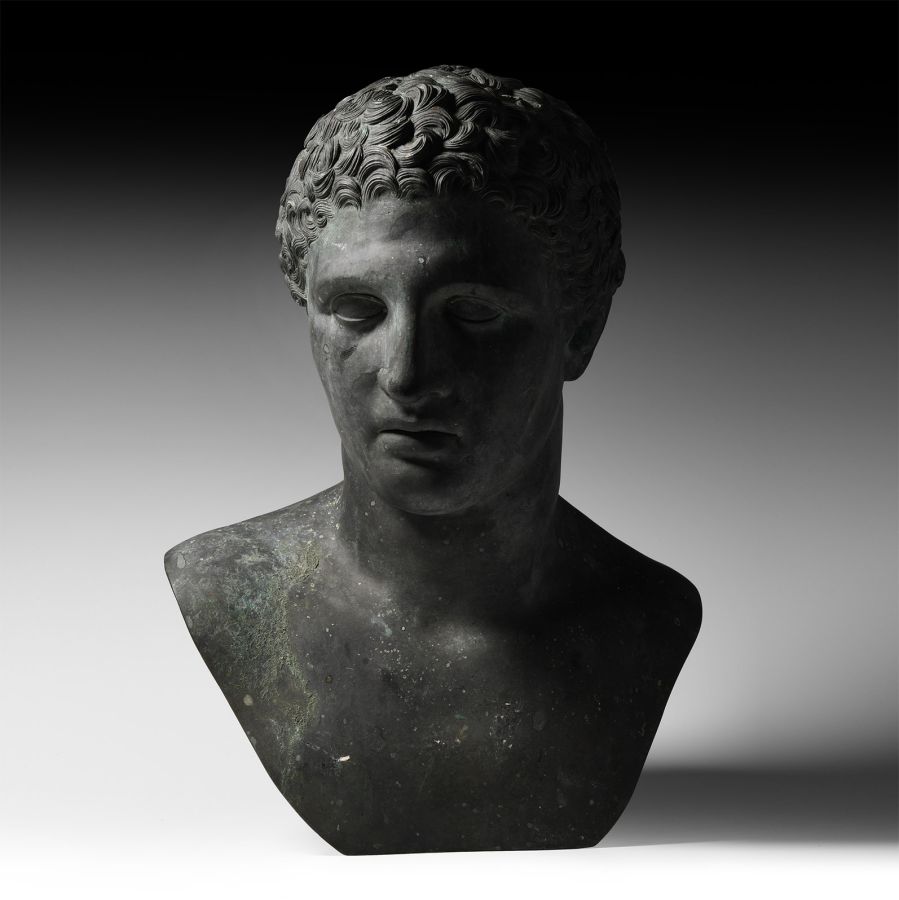 Bronze Head of a Young Male Athlete