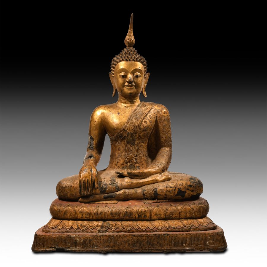 Very Large Thai Gilt Bronze Buddha Shakyamuni