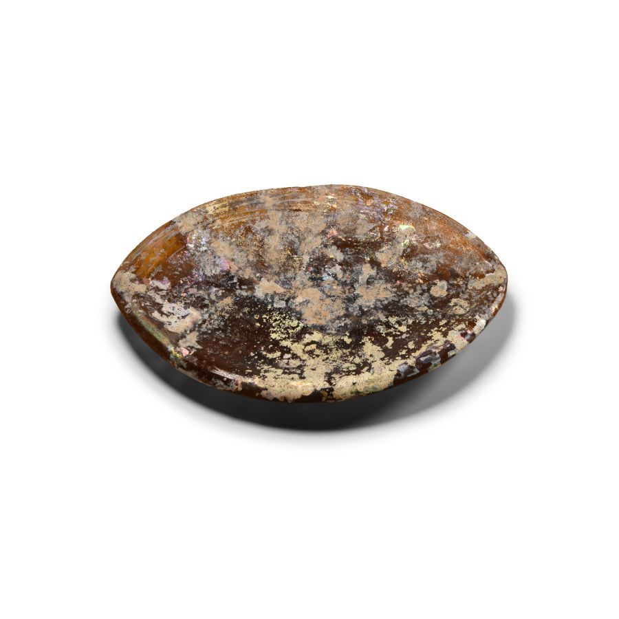 Roman Amber Glass Eye-Shaped Dish