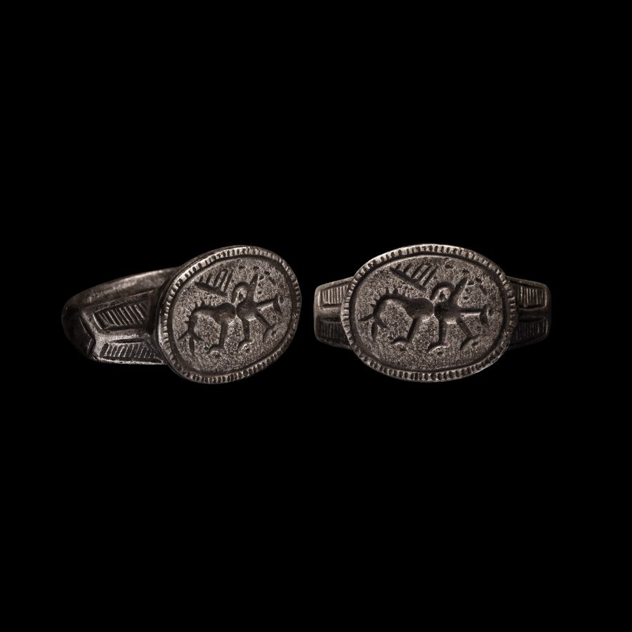 Medieval Silver Ring with Griffin