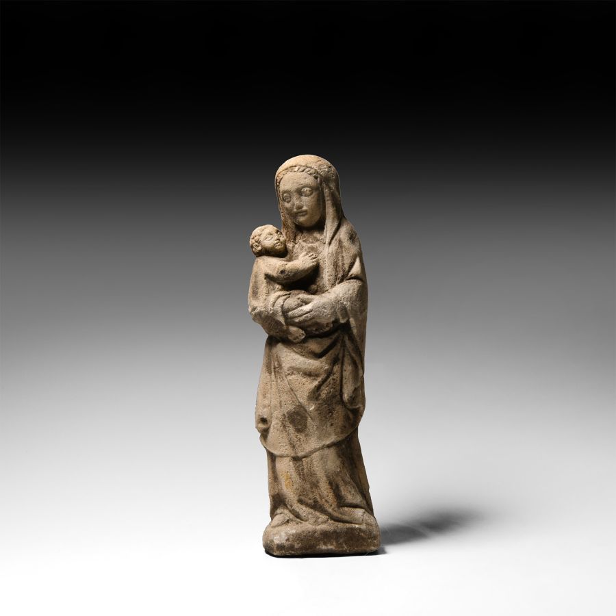 Limestone Madonna and Child Statue